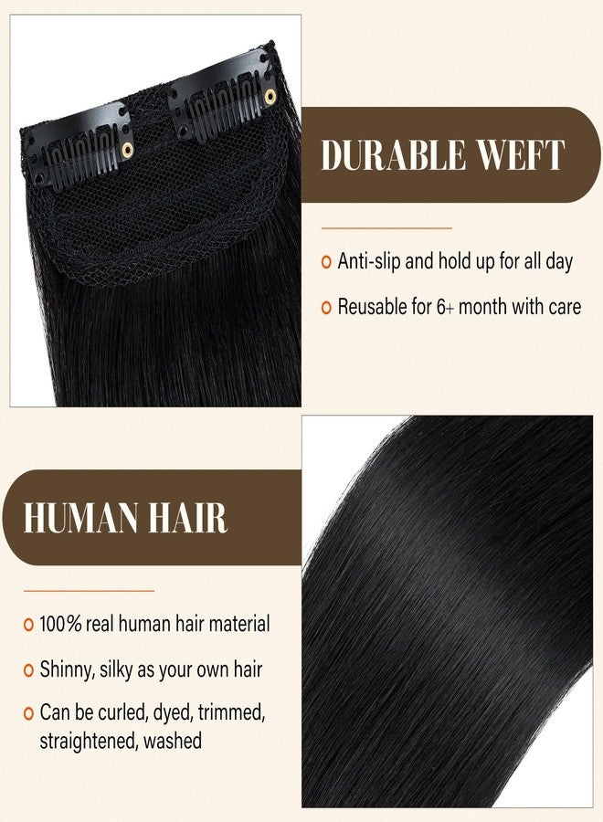 S-noilite 2PCS Short Hair Extensions Clip in Hairpieces Remy Hair For Women with Short Hair Adding Volume 20g 6Inch-Jet Black - Image 4